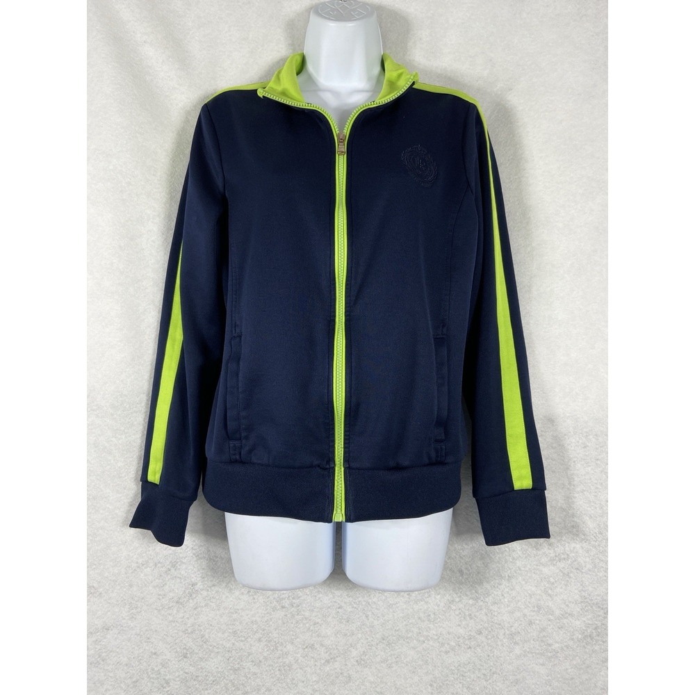 Lauren Ralph Lauren Active Track Jacket Women's Large Blue Full Zip Sporty Chic - Picture 1 of 11